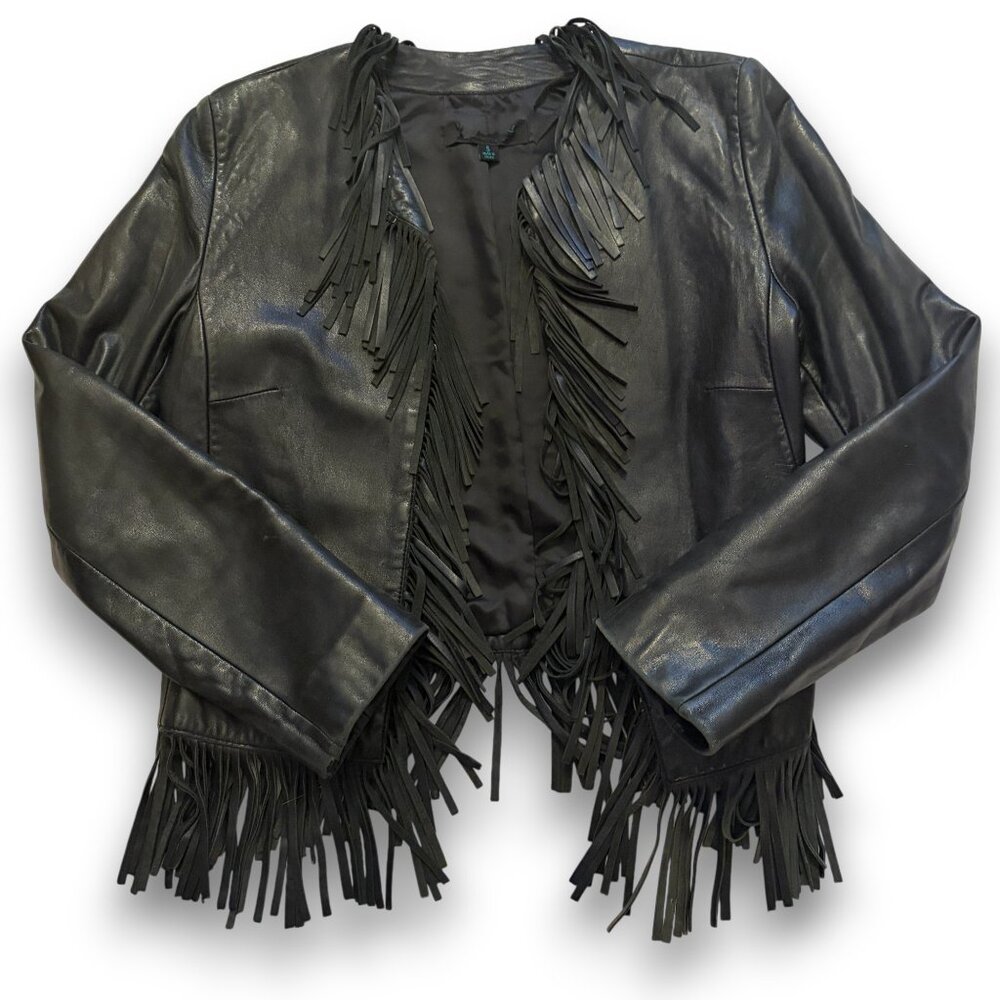 Vintage, Black Leather Fringe Jacket, Size Small, Pre-Loved ❤️ Butter Soft!